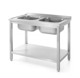Stół HENDI z dwoma zlewami - Kitchen Line