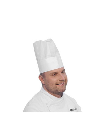 Czapka kucharska zestaw 10 szt. - regulowana, plisowana