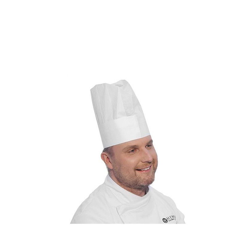 Czapka kucharska zestaw 10 szt. - regulowana, plisowana
