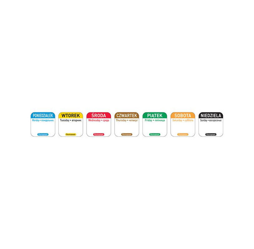 Etykiety Food Safety Niedziela, wielorazowe