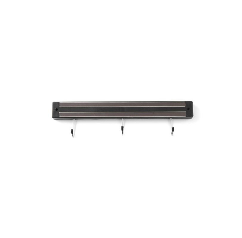 Listwa magnetyczna HENDI 340mm z haczykami, czarna