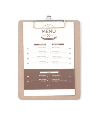 Podkładka pod menu 185x245 z klipsem MDF