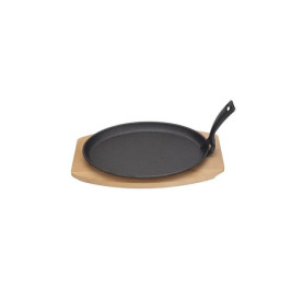 Półmisek żeliwny HENDI 280x140mm z drewnianą podstawą