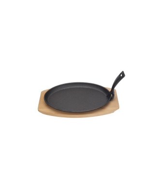 Półmisek żeliwny HENDI 280x140mm z drewnianą podstawą